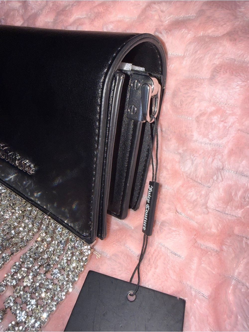Juicy Couture - UK Edition - Kylie Flap Bag - BLACK - Rhinestone Accent Strings! - Picture 12 of 15